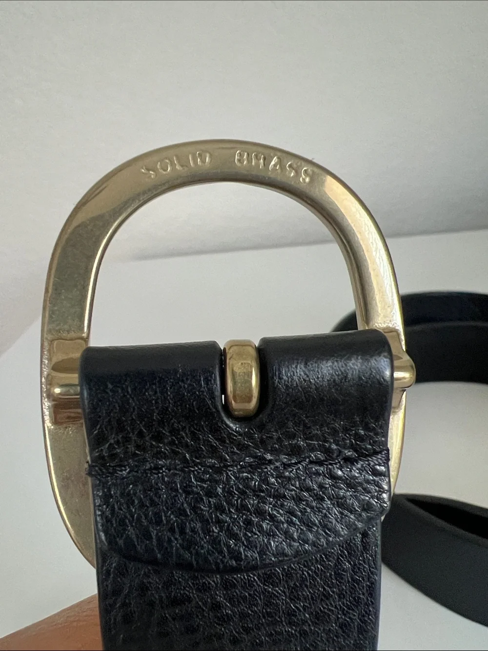 Anderson's Black Leather Belt with Gold Oval Buckle - Size 95 / 38